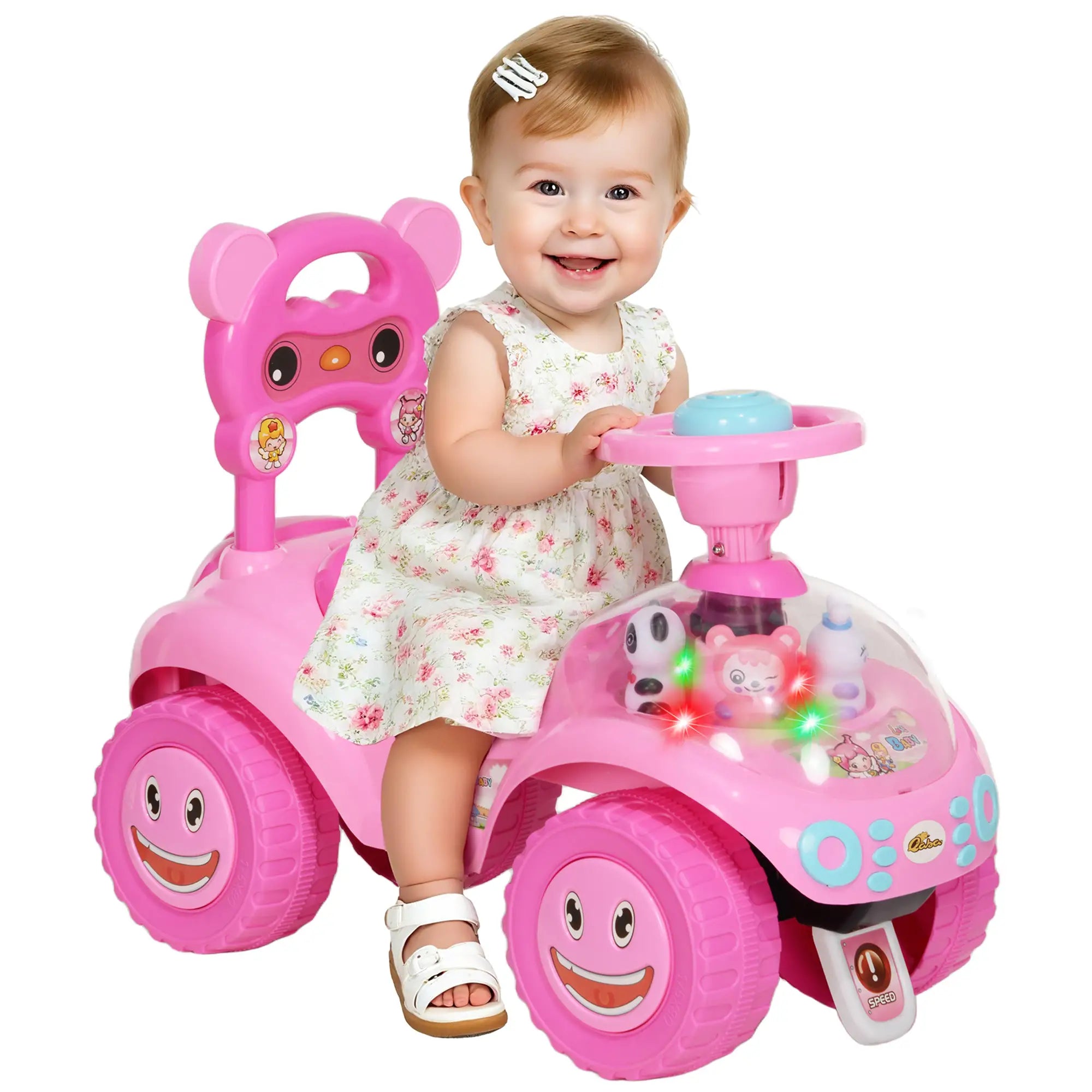 Toddler Push Car with Horn, Light, Music, Pink Push Cars for Toddlers at Gallery Canada