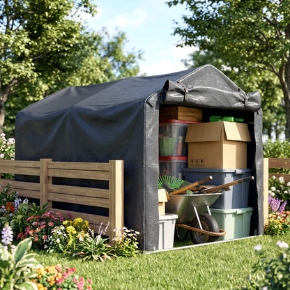 Outdoor Storage Shed, UV Resistant Bike Tent, Roll-up Zipper Door, Dark Grey Sheds at Gallery Canada