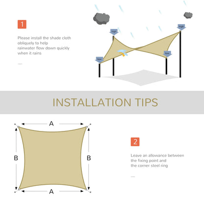 12' Square Sun Sail Shade, UV Protector, Outdoor Patio Cover With Bag, Sand Shade Sails at Gallery Canada