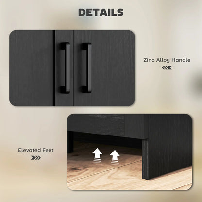 Modern Sideboard Buffet Cabinet, 3 Doors Adjustable Shelves, Black Kitchen Pantry Cabinets at Gallery Canada