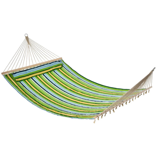"83" Patio Double Hammock Bed, With Pillow, White Stripe Camping Hammocks Green, Blue with White, Yellow stripe at Gallery Canada