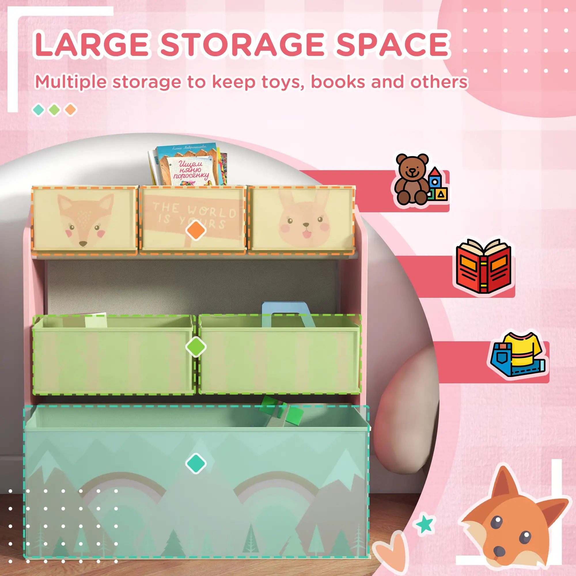 Toy Organizer with 6 Storage Bins, 25