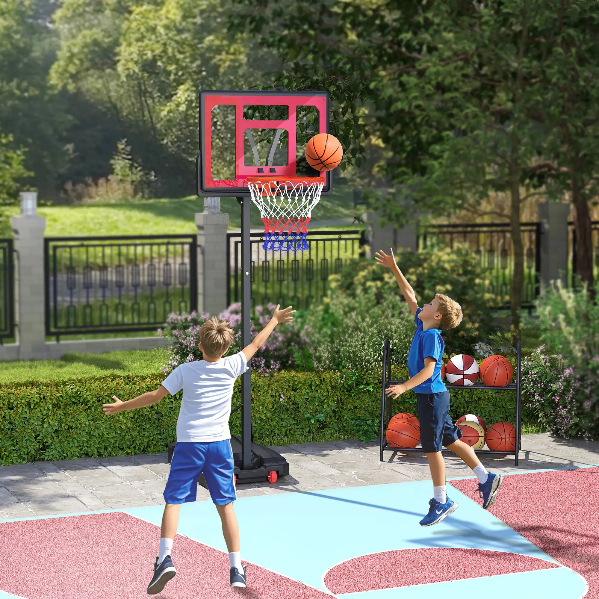 Kids Basketball Hoop, 6.6-8.5ft Adjustable Height, Indoor Outdoor, for 6+ Years Basketball at Gallery Canada