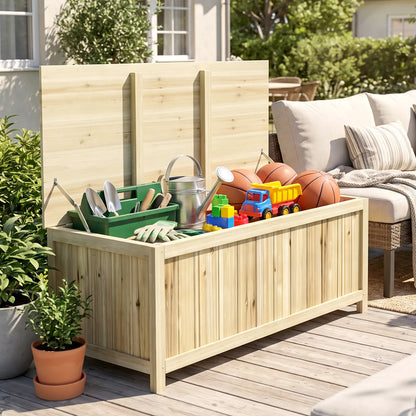 45 Gallon Wooden Storage Box, Patio Deck Box Bench, Natural Patio Storage Boxes at Gallery Canada