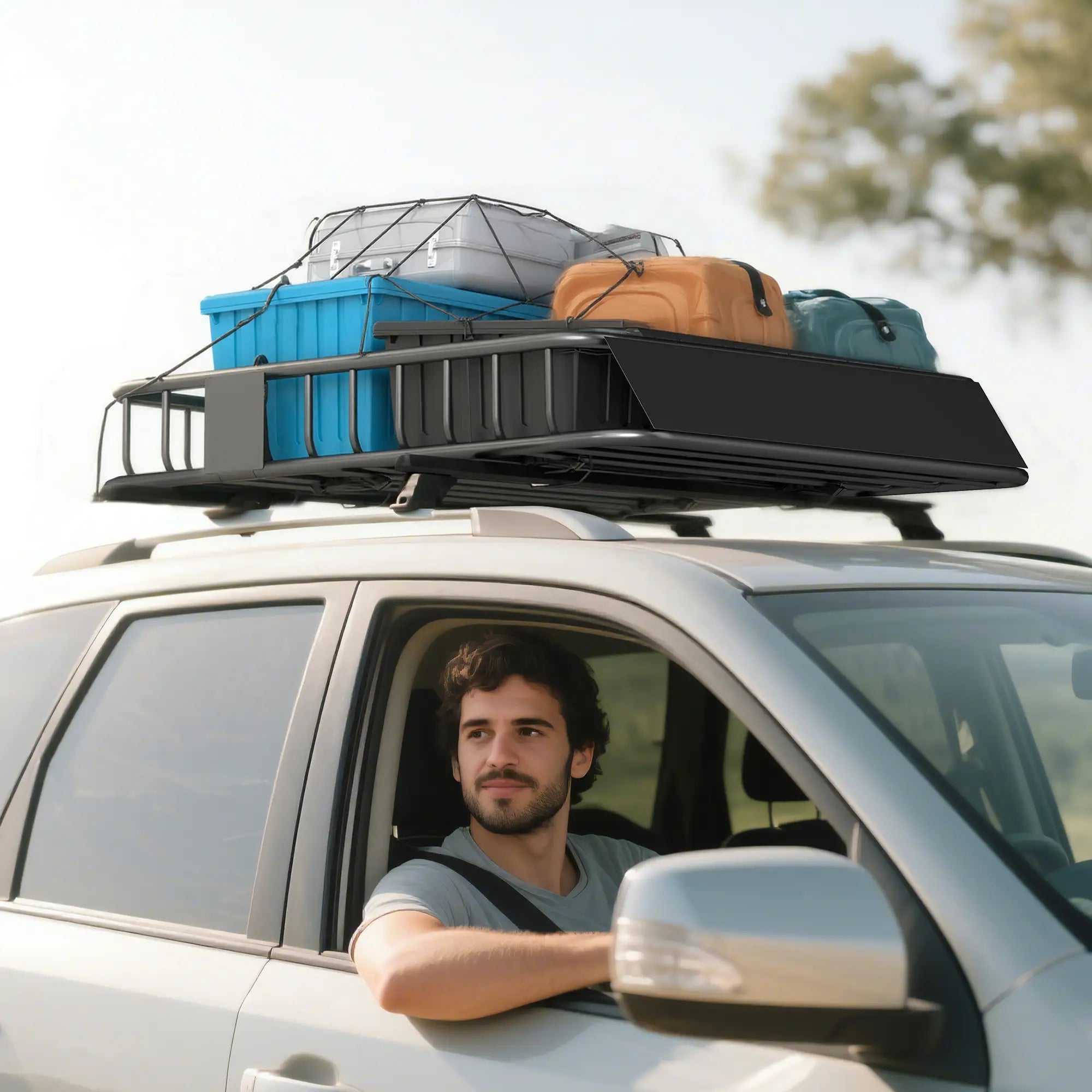 Universal Roof Rack Basket, 200lbs Steel Cargo Carrier, 43.5