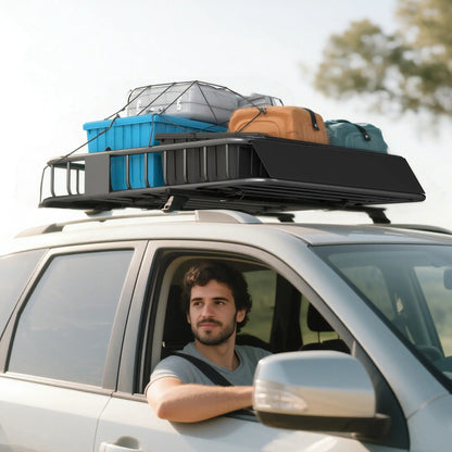 Universal Roof Rack Basket, 200lbs Steel Cargo Carrier, 43.5"x39.2"x7.3", Black Automotive at Gallery Canada