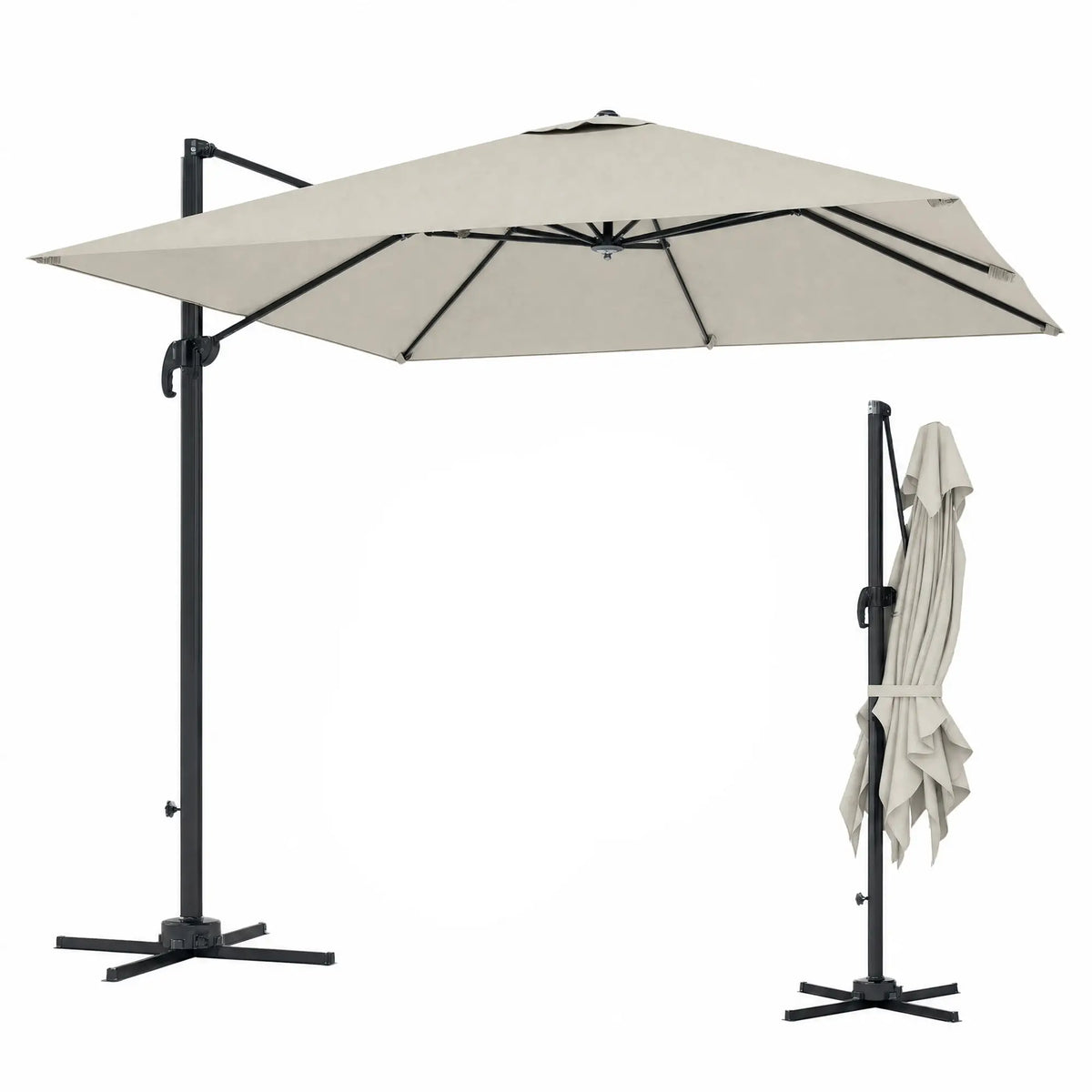 8 FT Aluminum Cantilever Patio Umbrella, 360° Rotation, Dark Grey Offset Cantilever Umbrellas Dark Grey at Gallery Canada