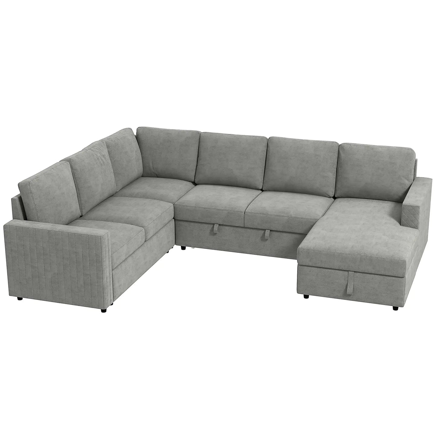 Pull Out Sofa Bed, Sleeper Couch with Storage, Velvet Upholstery, Velvet Sofas & Reclining Chairs Grey at Gallery Canada
