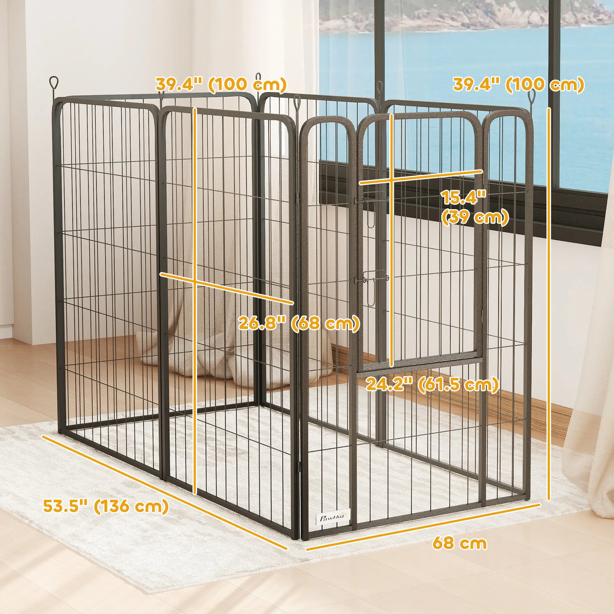 6 Panels Heavy Duty Dog Playpen, 39" Height, Portable Foldable