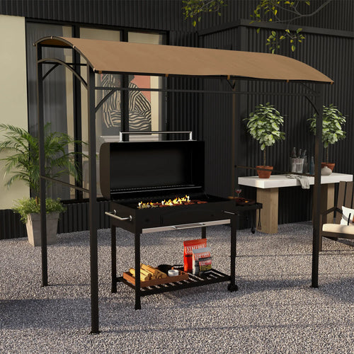 7' x 5' Garden Grill Canopy, Steel Frame, Dark Brown