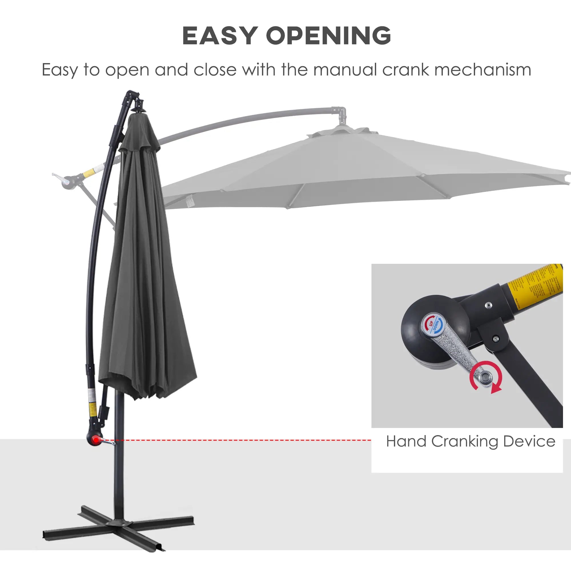 9.7ft Offset Patio Umbrella, Crank Handle, 8 Ribs, Cross Base, Cream Offset Cantilever Umbrellas at Gallery Canada