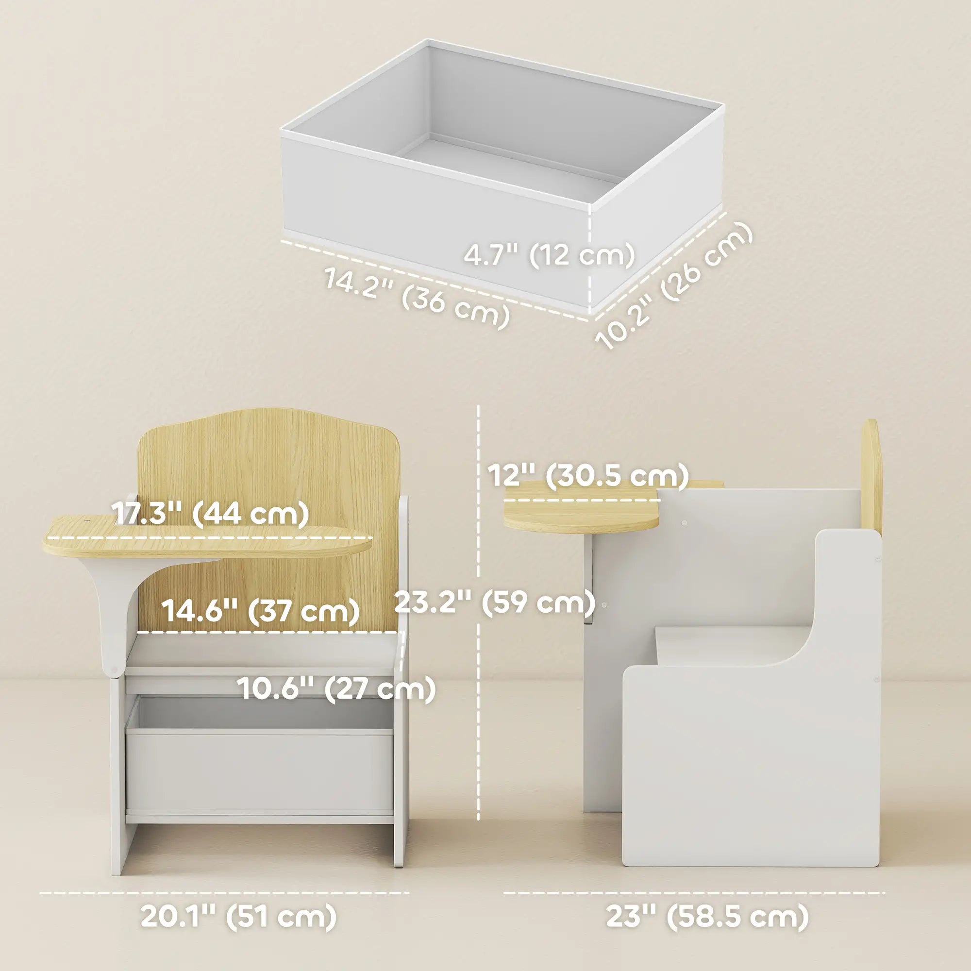 Kids Table And Chair Set With Storage Bin, Ages 3-5, White Kids Table Sets at Gallery Canada