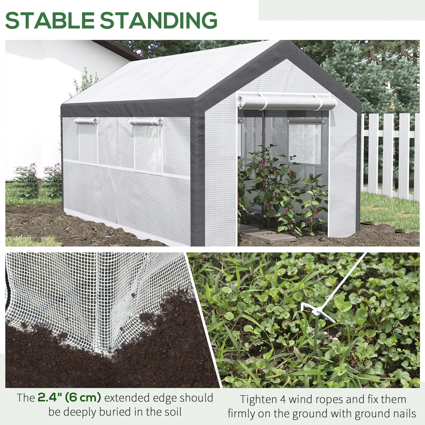 7' x 12' x 7' Heavy Duty Walk-In Greenhouse, Plant Growing Tent, White Tunnel Greenhouses at Gallery Canada