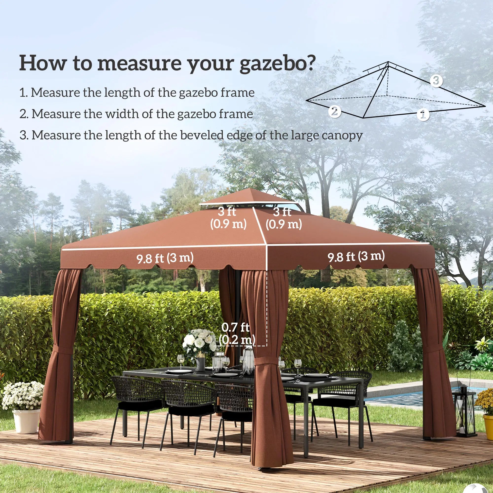 10' X 10' Gazebo Canopy Replacement, Double Vented Roof, Coffee Gazebo Canopy Replacement at Gallery Canada