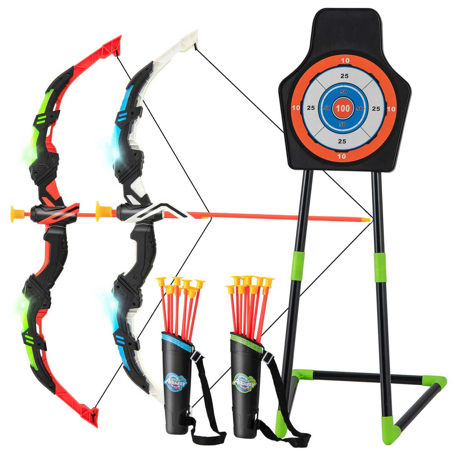 Youth Archery Bow Set, LED Light Up, 20 Suction Cup Arrows, Multicolor Toy Sports Multicolor at Gallery Canada