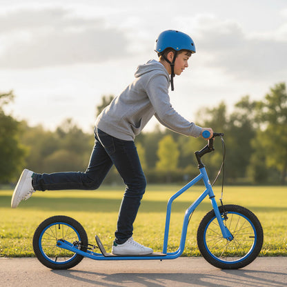 Youth Scooter, Adjustable Handlebar, 16/14-Inch Inflatable Wheels, Blue Scooters at Gallery Canada