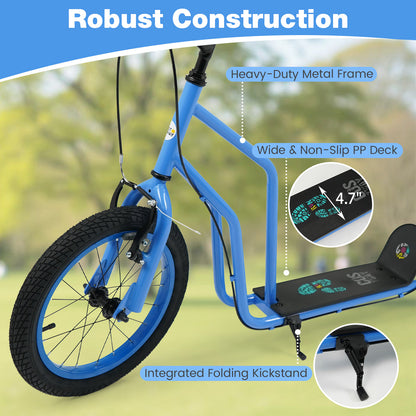 Youth Scooter, Adjustable Handlebar, 16/14-Inch Inflatable Wheels, Blue Scooters at Gallery Canada