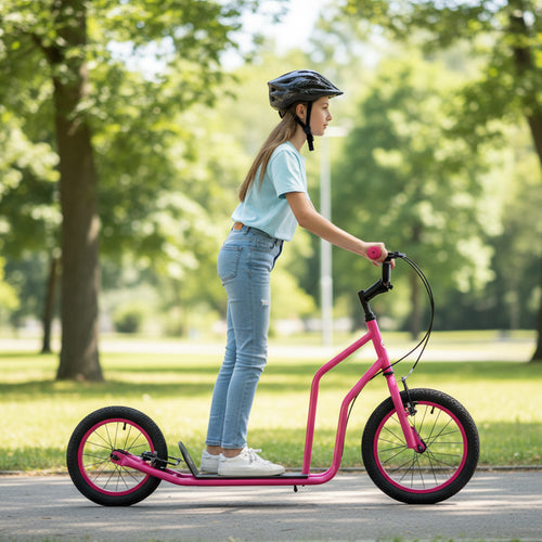 Youth Scooter, Adjustable Handlebar, 16/14-Inch Wheels, Pink
