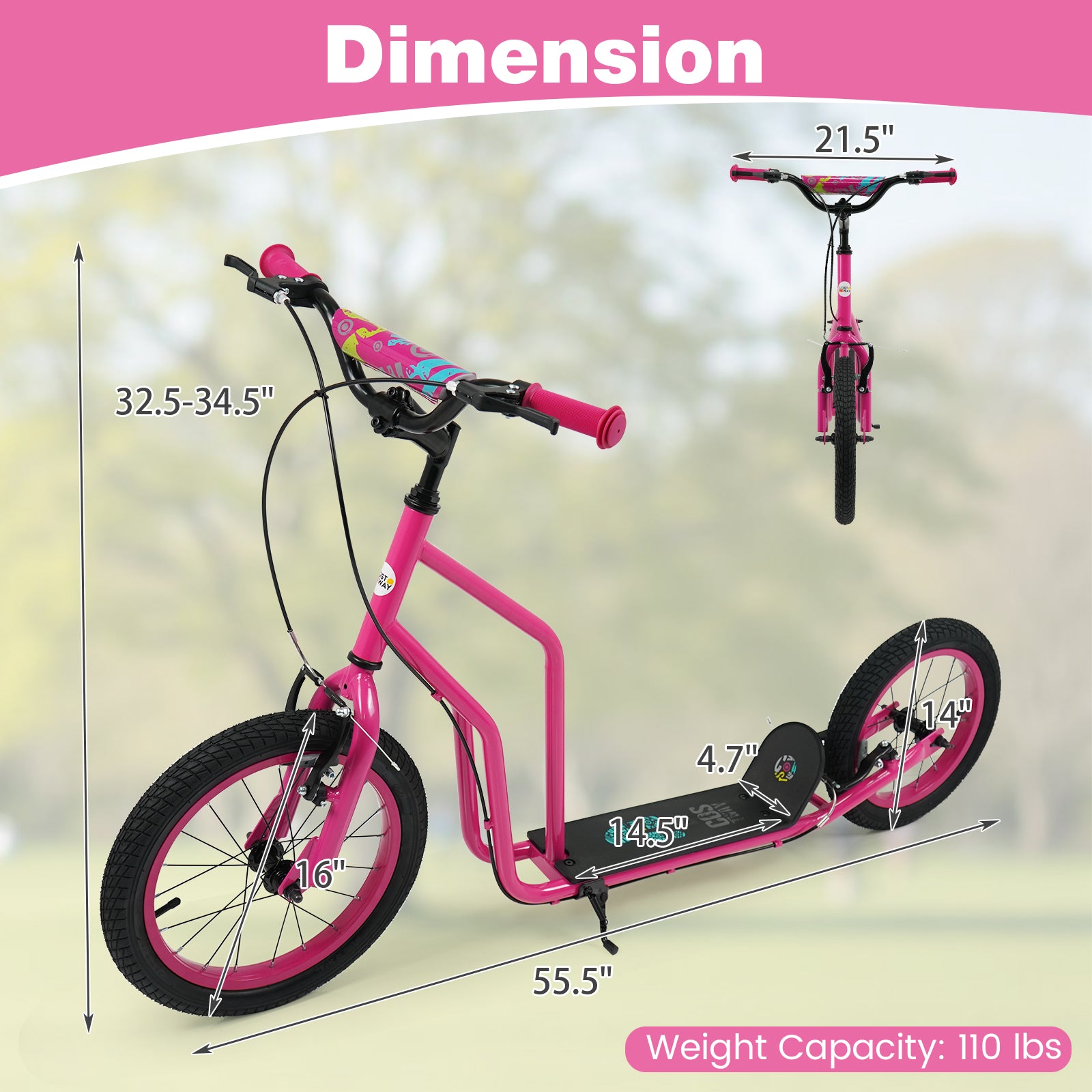 Youth Scooter, Adjustable Handlebar, 16/14-Inch Wheels, Pink Scooters at Gallery Canada
