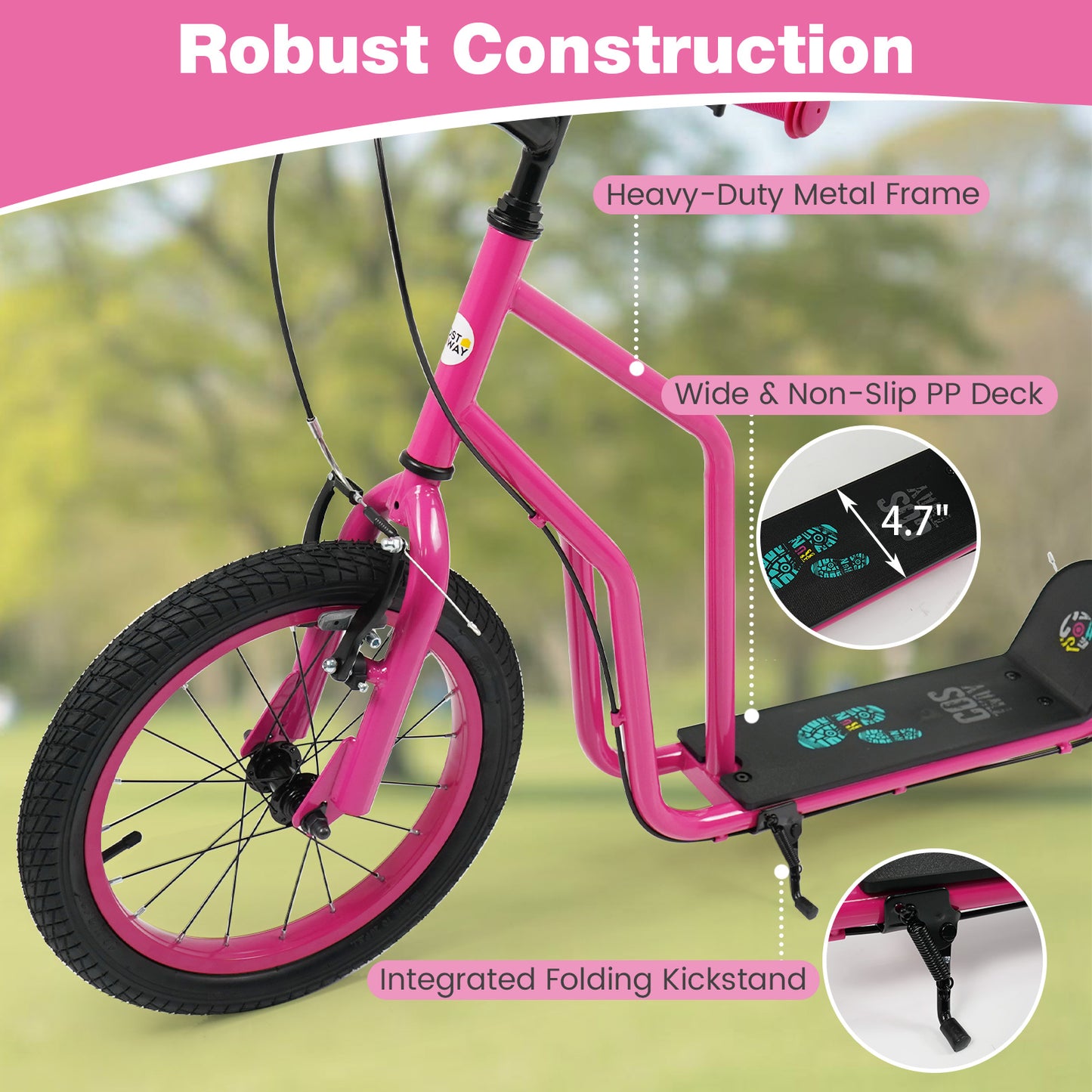 Youth Scooter, Adjustable Handlebar, 16/14-Inch Wheels, Pink Scooters at Gallery Canada