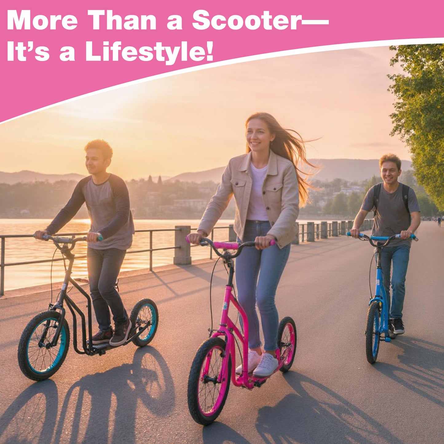 Youth Scooter, Adjustable Handlebar, 16/14-Inch Wheels, Pink Scooters at Gallery Canada