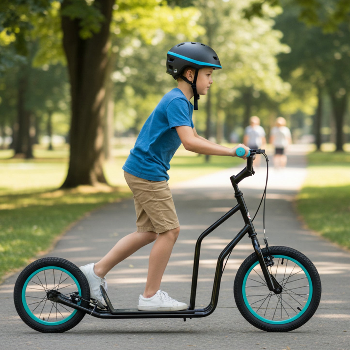 Youth Scooter with Adjustable Handlebar and 16/14-Inch Inflatable Wheels for Age 8+ Years Old, Black Scooters at Gallery Canada