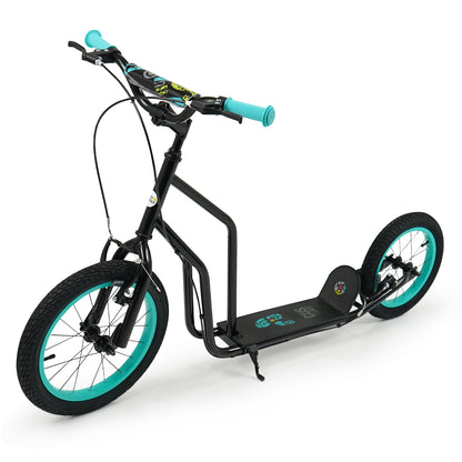 Youth Scooter with Adjustable Handlebar and 16/14-Inch Inflatable Wheels for Age 8+ Years Old, Black Scooters at Gallery Canada