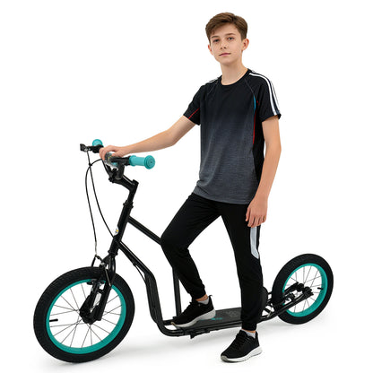 Youth Scooter with Adjustable Handlebar and 16/14-Inch Inflatable Wheels for Age 8+ Years Old, Black Scooters at Gallery Canada