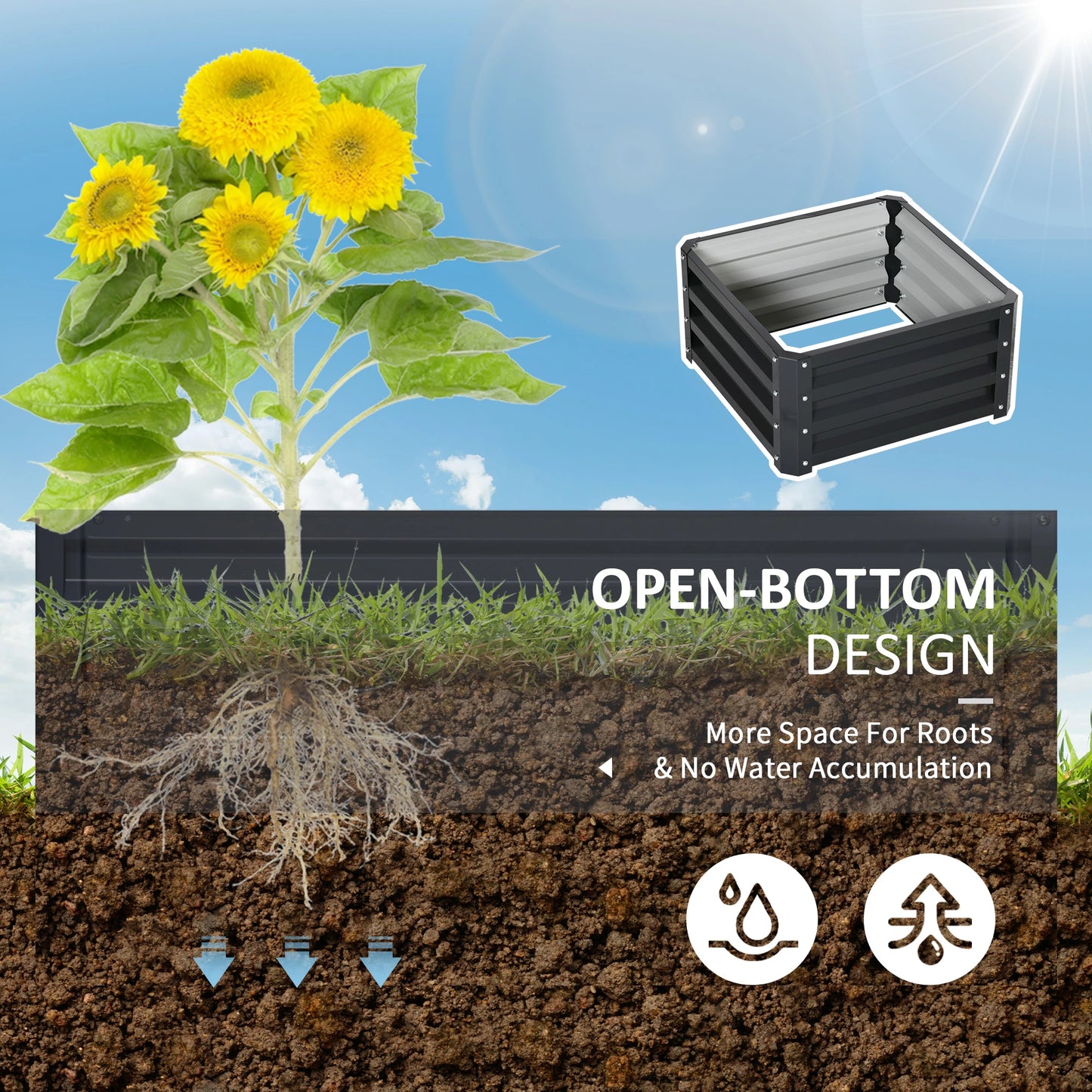 2' x 2' x 1' Raised Garden Bed, 2-Pieces, Color Steel Frame, Grey Galvanized Planter Boxes at Gallery Canada