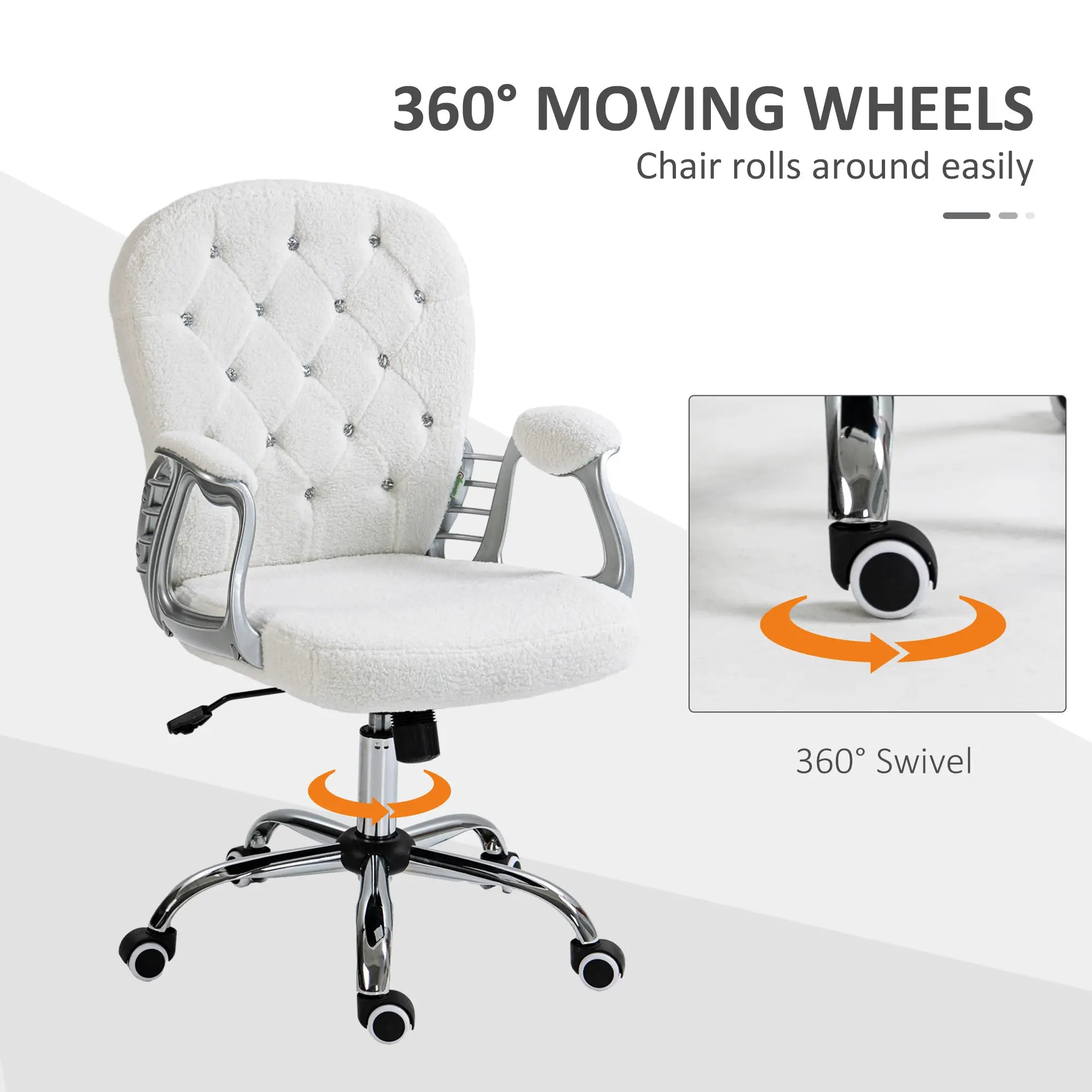 Office Chair, Adjustable Height, Tufted Back, White Task Chairs at Gallery Canada