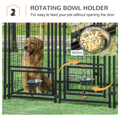 Large Steel Dog Kennel, 4.6ft x 4.6ft x 5ft, Lockable Playpen, UV-Resistant Canopy Houses, Kennels & Pens at Gallery Canada