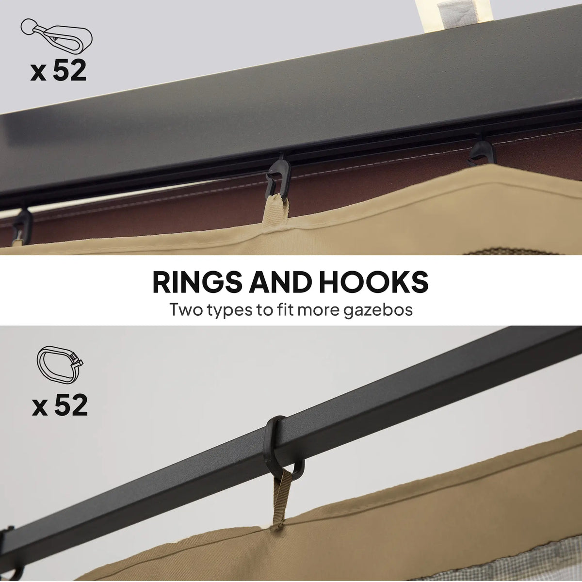 Mosquito Netting For Gazebo, 10' x 12', Black, Khaki Gazebo Sidewalls at Gallery Canada