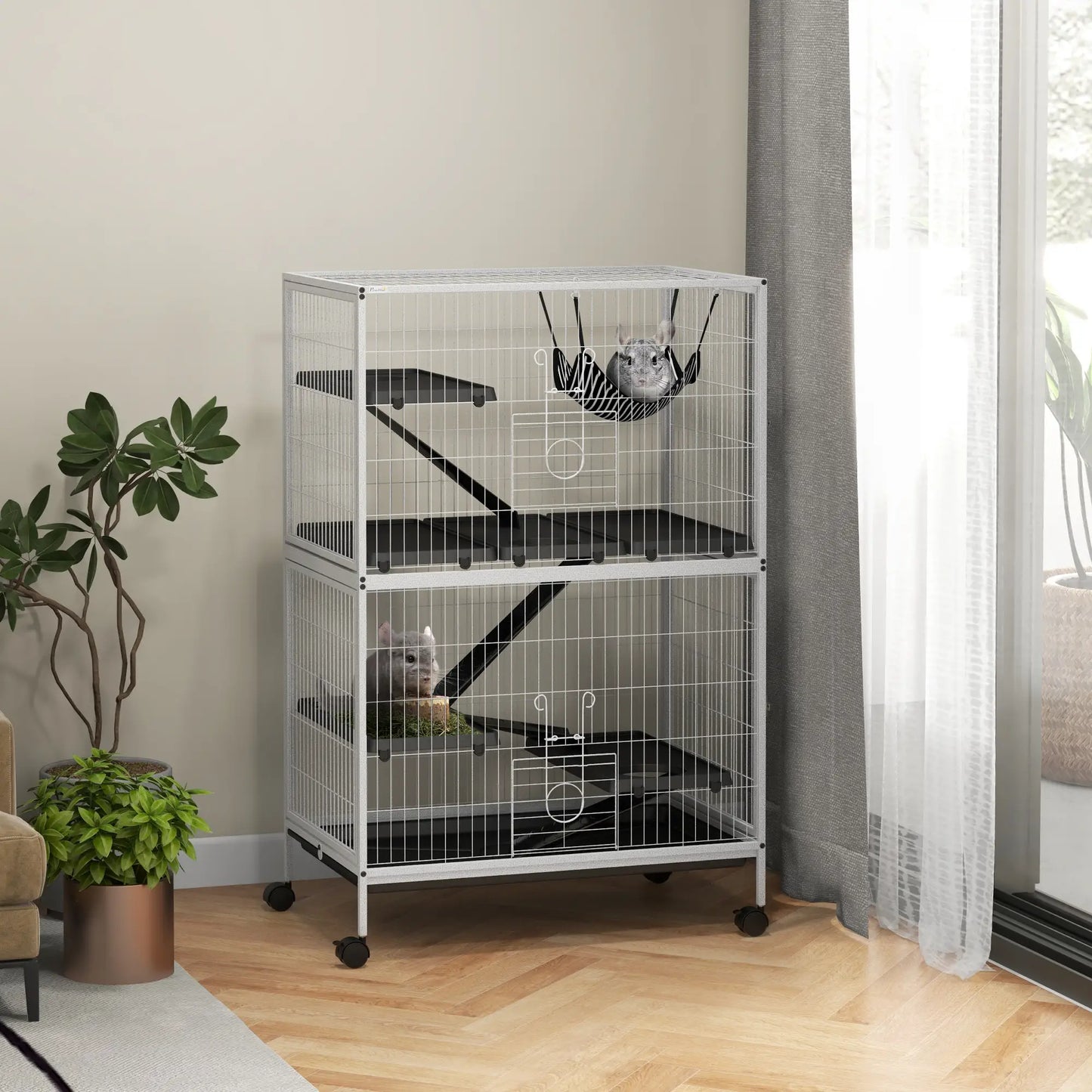 5-Tier Rolling Small Animal Cage, Guinea Pig Ferret Cage, Light Grey Houses & Habitats at Gallery Canada