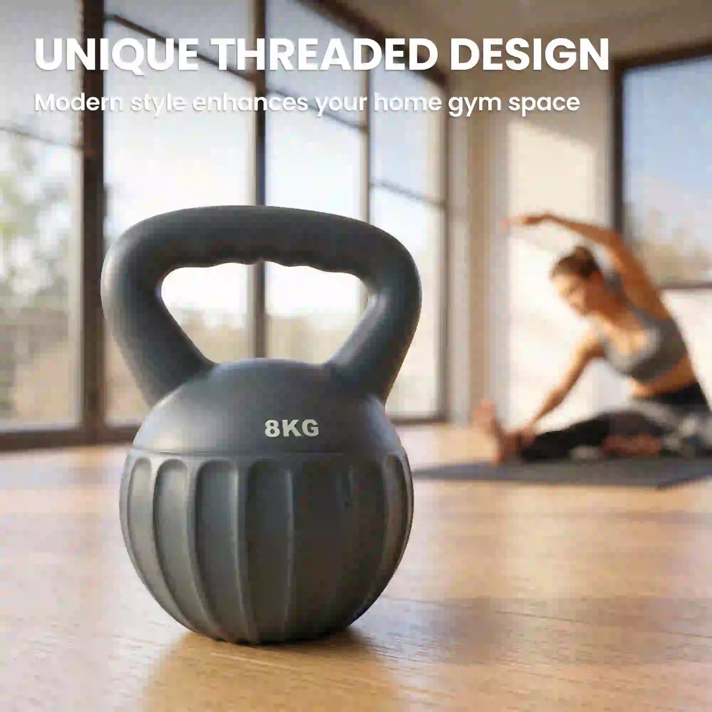18 lbs Kettlebell, Non-Slip Handle For Home Gym, Grey Strength Training Equipment at Gallery Canada