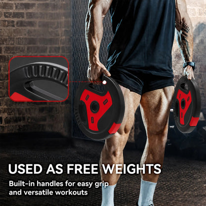 6-Piece 88 lbs Weight Plates Set, Sand-Filled, Black and Red Dumbbells & Barbells at Gallery Canada