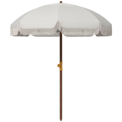 6.2' Travel Beach Umbrella, Vent, Ruffles, Carry Bag, Cream White Beach Umbrellas Cream at Gallery Canada