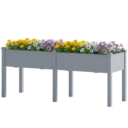 Wooden Raised Garden Bed With Legs, 72" x 23" x 30", Elevated Outdoor Planter Box Elevated Garden Beds Grey at Gallery Canada
