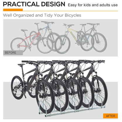 5-Bike Floor Parking Rack, Cycling Storage Stand, Silver Bike Parking Stands at Gallery Canada