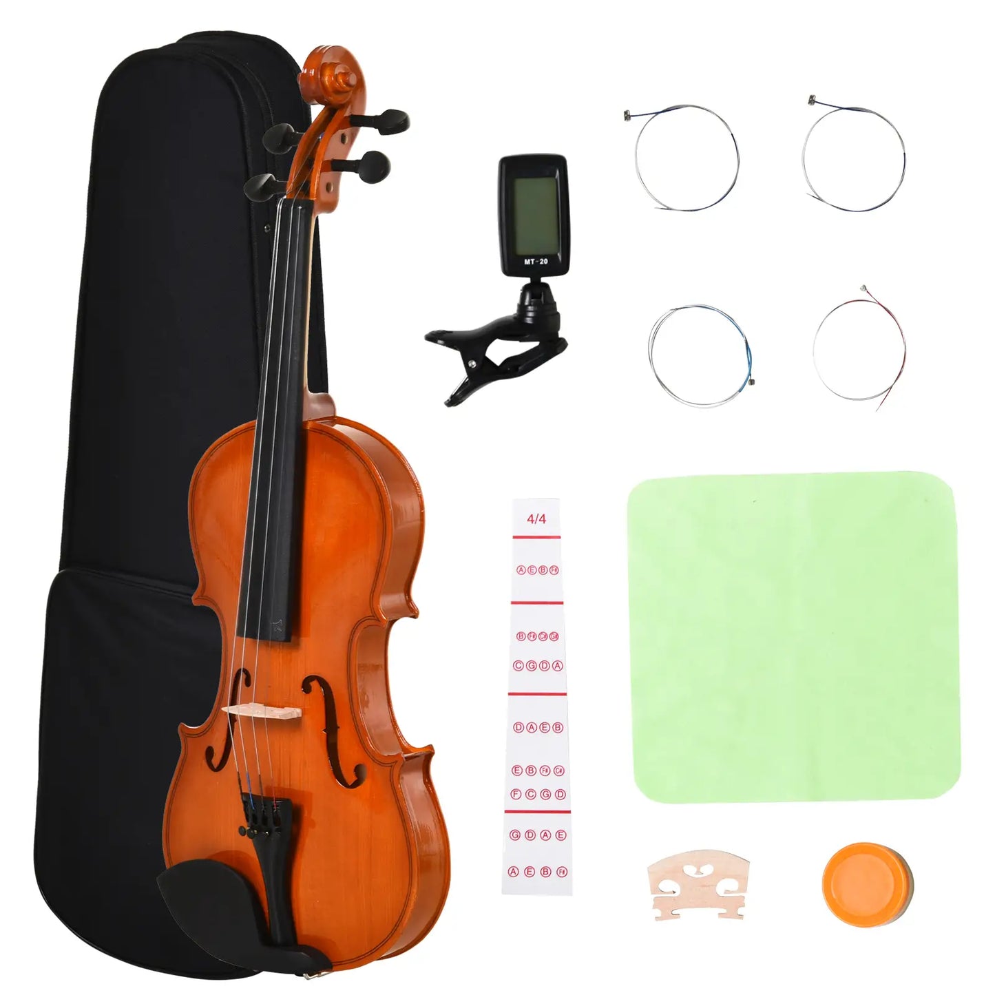 4/4 Violin, Maple Wood, Full Accessories Set, Storage Box, Orange Electronic Musical Pianos Orange at Gallery Canada