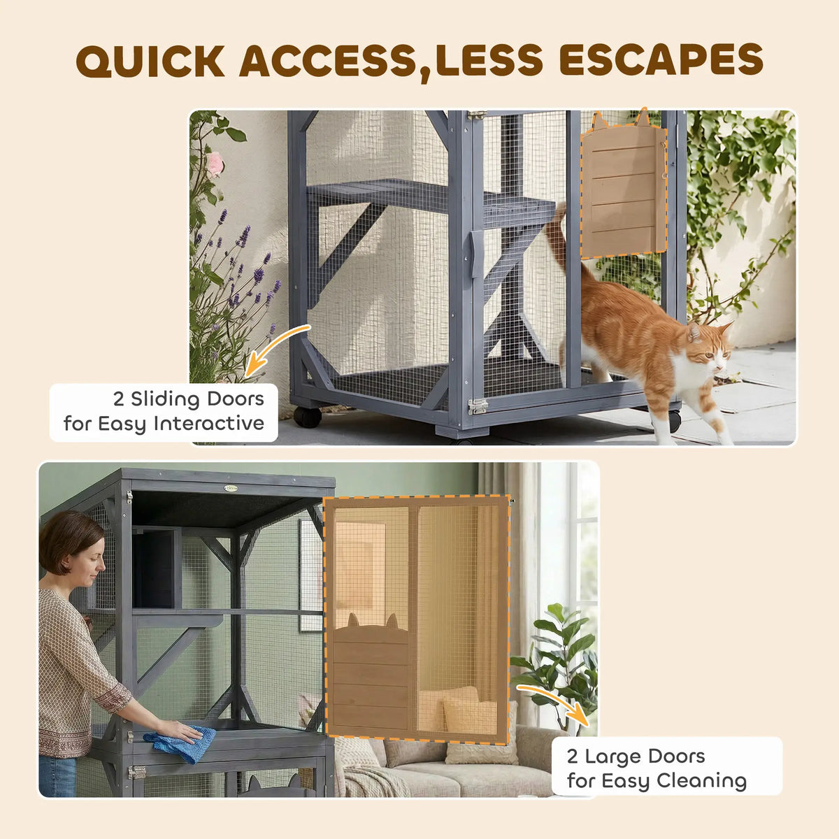 Movable Catio With Resting Box, 3 Jumping Platforms, Waterproof Roof Outdoor Cat Enclosures at Gallery Canada