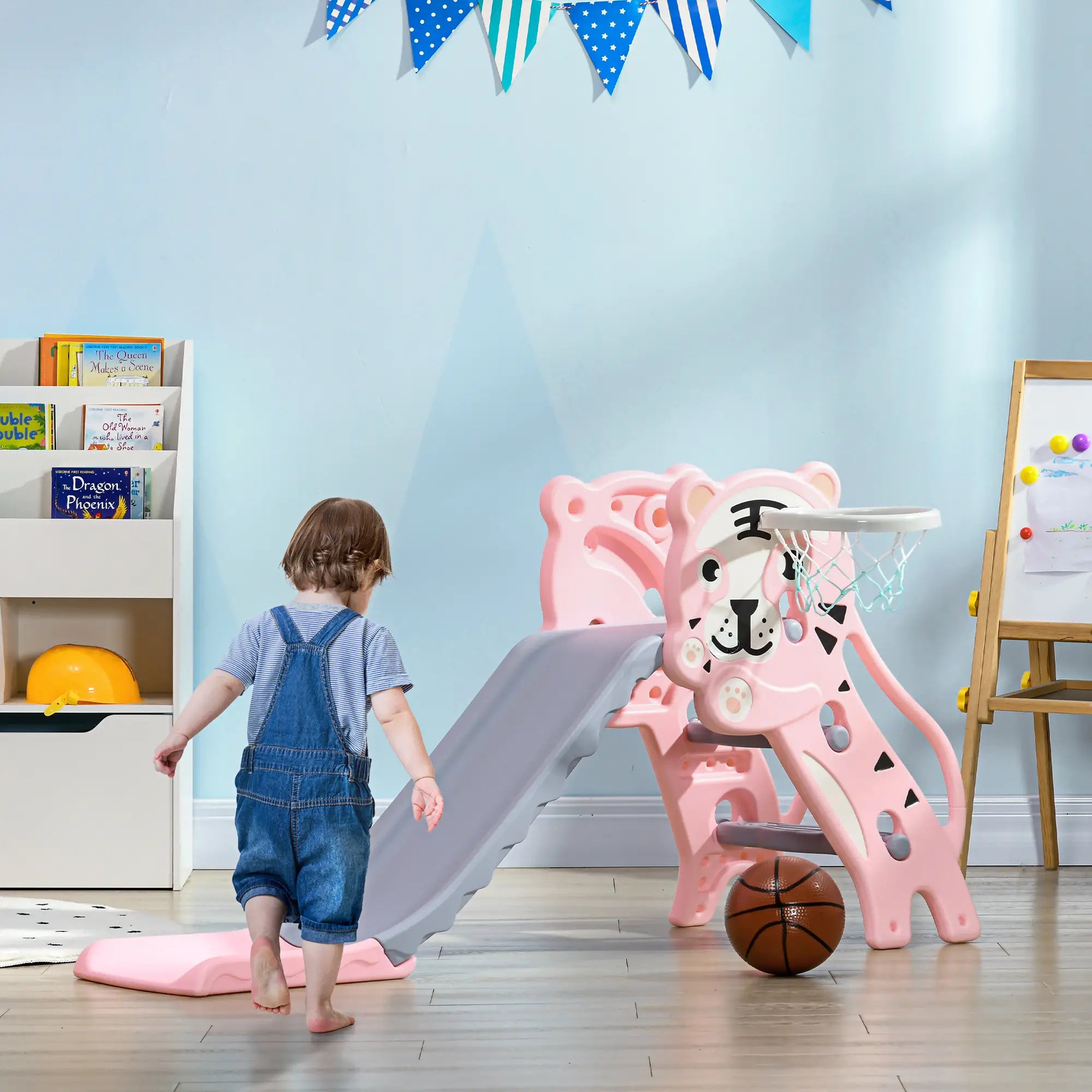 3 in 1 Toddler Slide, Basketball Hoop, Climber, 18-36 Months, Pink Gym Sets & Swings at Gallery Canada