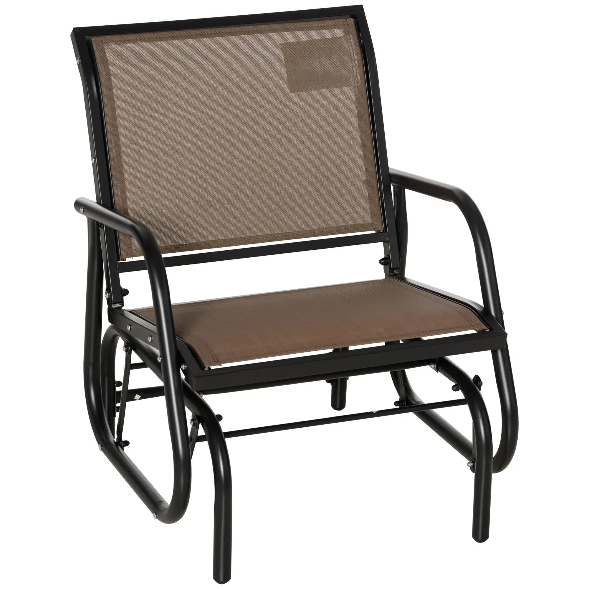 Outdoor Glider Chair, Breathable Mesh, Metal Frame, Brown Outdoor Gliders Brown, Black at Gallery Canada