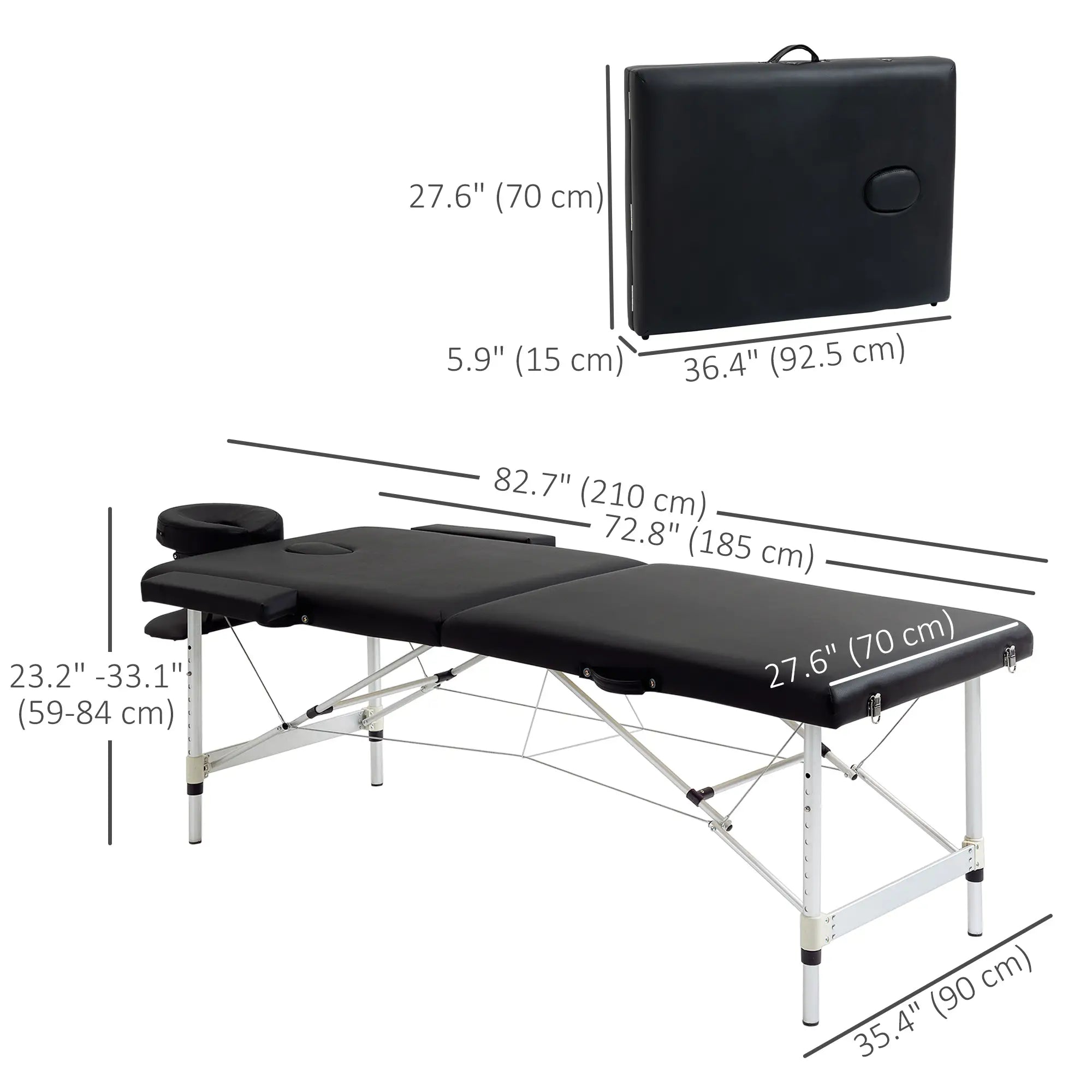 83 Foldable Massage Table, Salon SPA Facial Couch, Tattoo Bed, Black Portable Massage Tables at Gallery Canada