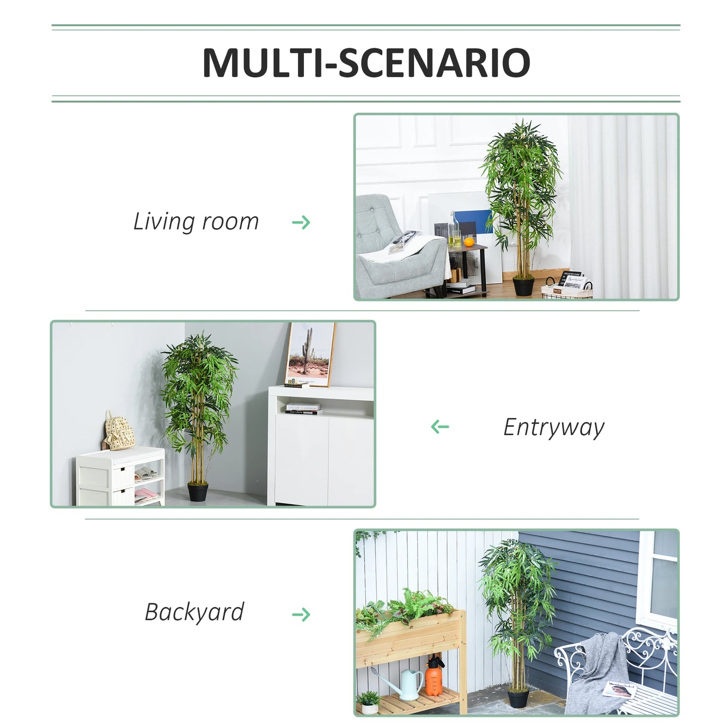 5FT Artificial Bamboo Tree, 1095 Leaves, Nursery Pot, Indoor, Green Artificial Trees at Gallery Canada