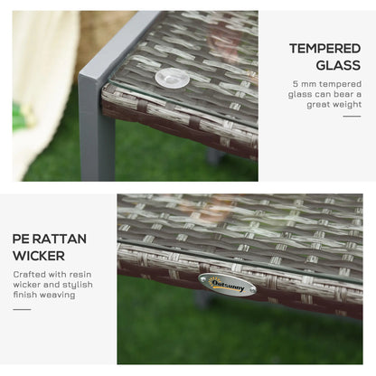 Gray Rattan Coffee Table, Glass Top Aluminum Frame Outdoor, Gray Patio Side Tables at Gallery Canada