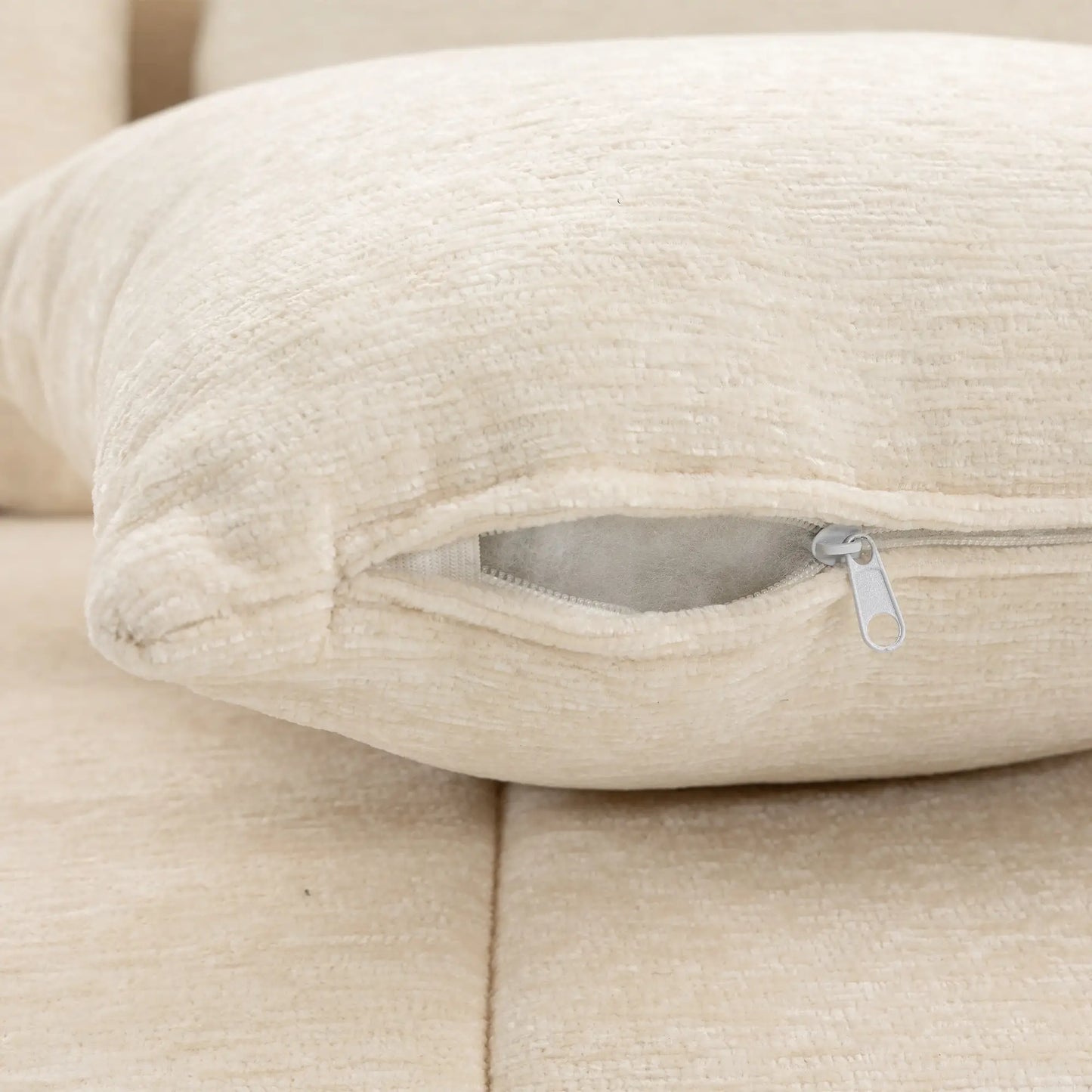 3 Seater Chenille Cloud Couch, Spring Cushion, Beige