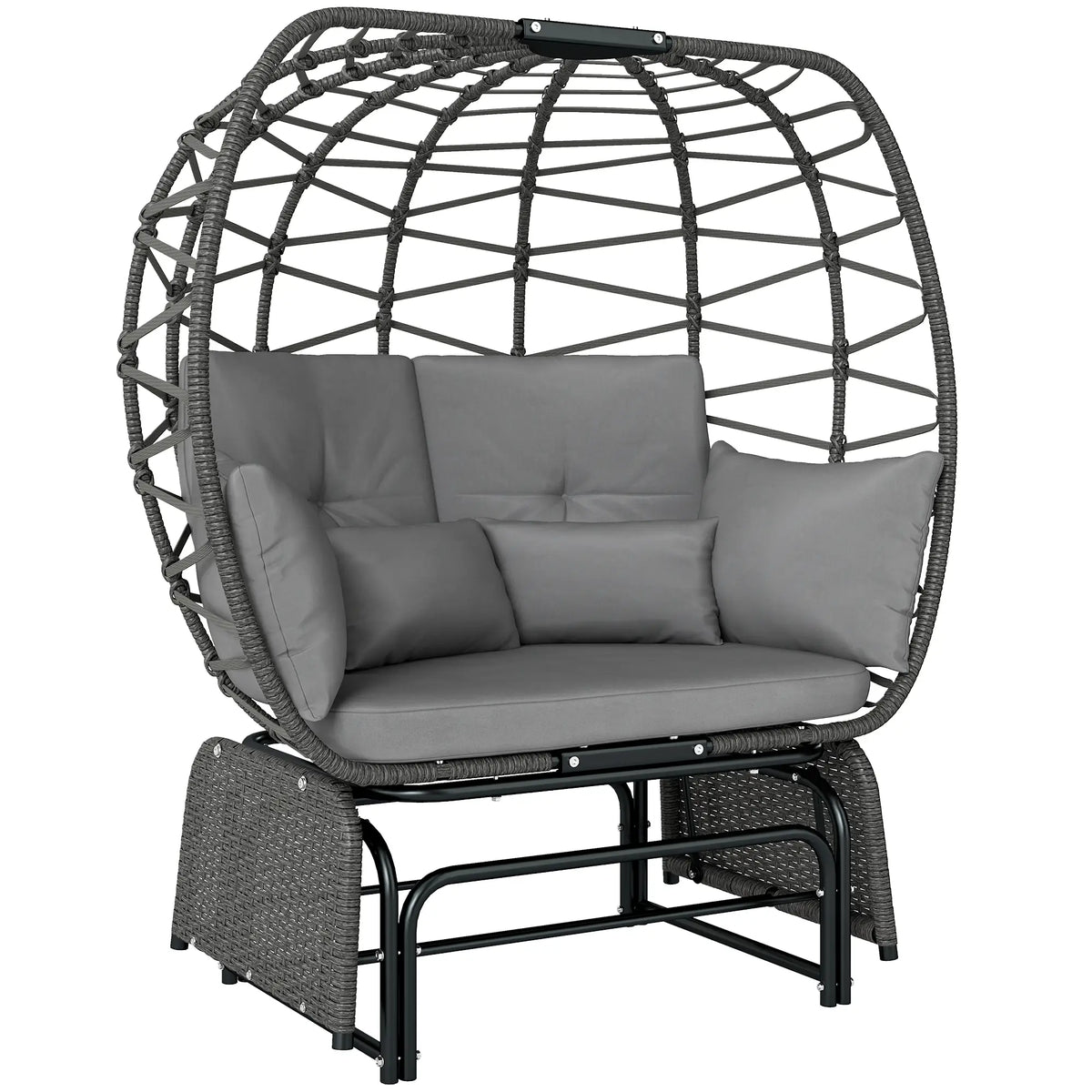 Double Outdoor Glider Egg Chair, With Cushions And Pillows, Dark Grey Outdoor Rocking Chairs at Gallery Canada