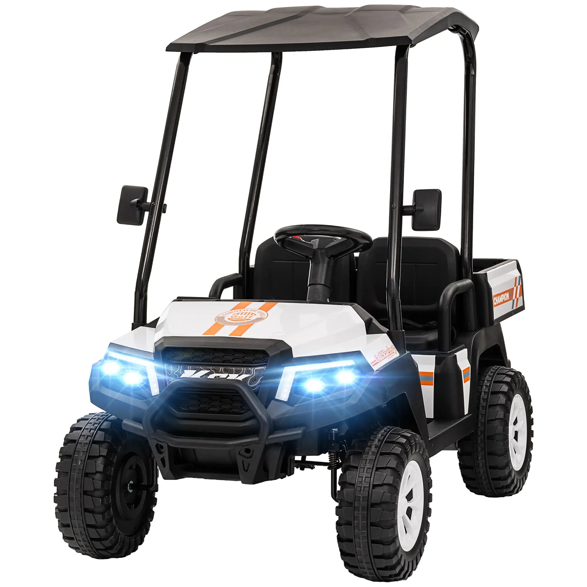 24V 2 Seater Electric Car, Remote Control, 4 Wheels Suspension, White Electric Toy Cars White at Gallery Canada