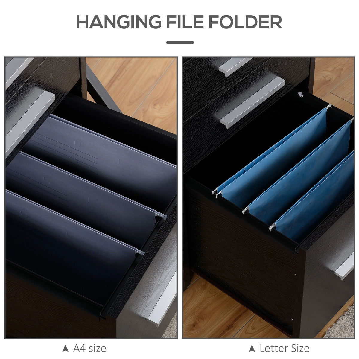 3 Drawer File Cabinet with Lock, Lockable on Wheels, Black Office Cabinets & Cupboards at Gallery Canada