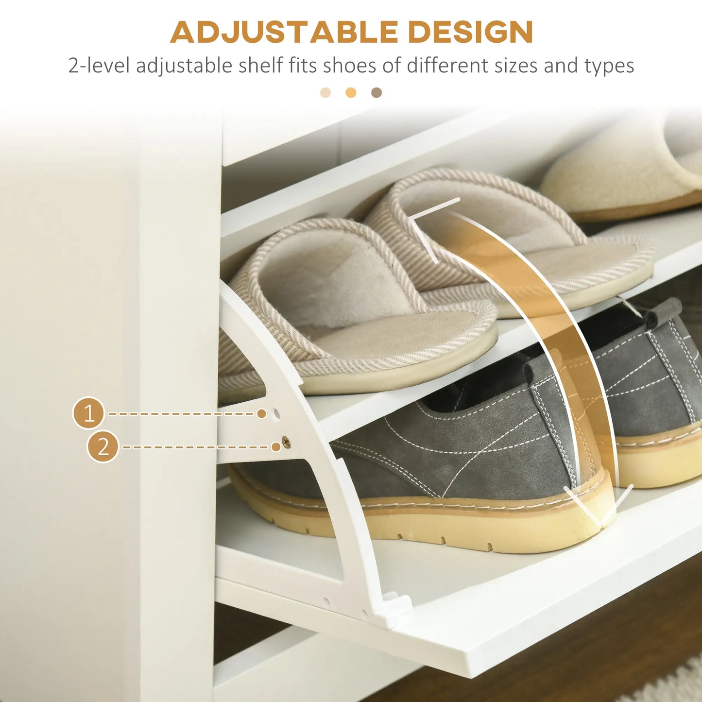 Shoe Storage Cabinet, 2 Flip Drawers, Adjustable Shelves, White Shoe Storage Cabinets & Racks at Gallery Canada